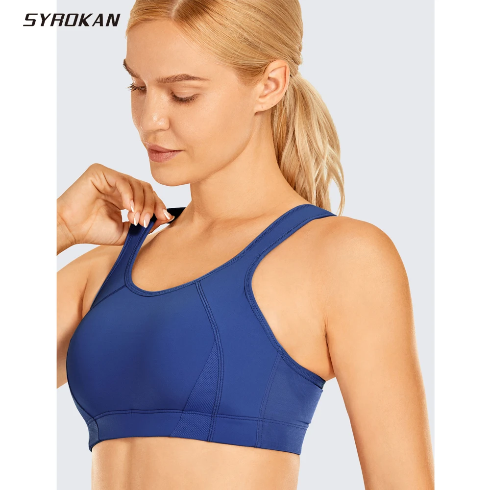 SYROKAN Women\'s High Impact Sports Bra Full Coverage Shock Control Wirefree Bra