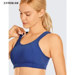 SYROKAN Women's High Impact Sports Bra Full Coverage Shock Control Wirefree Bra