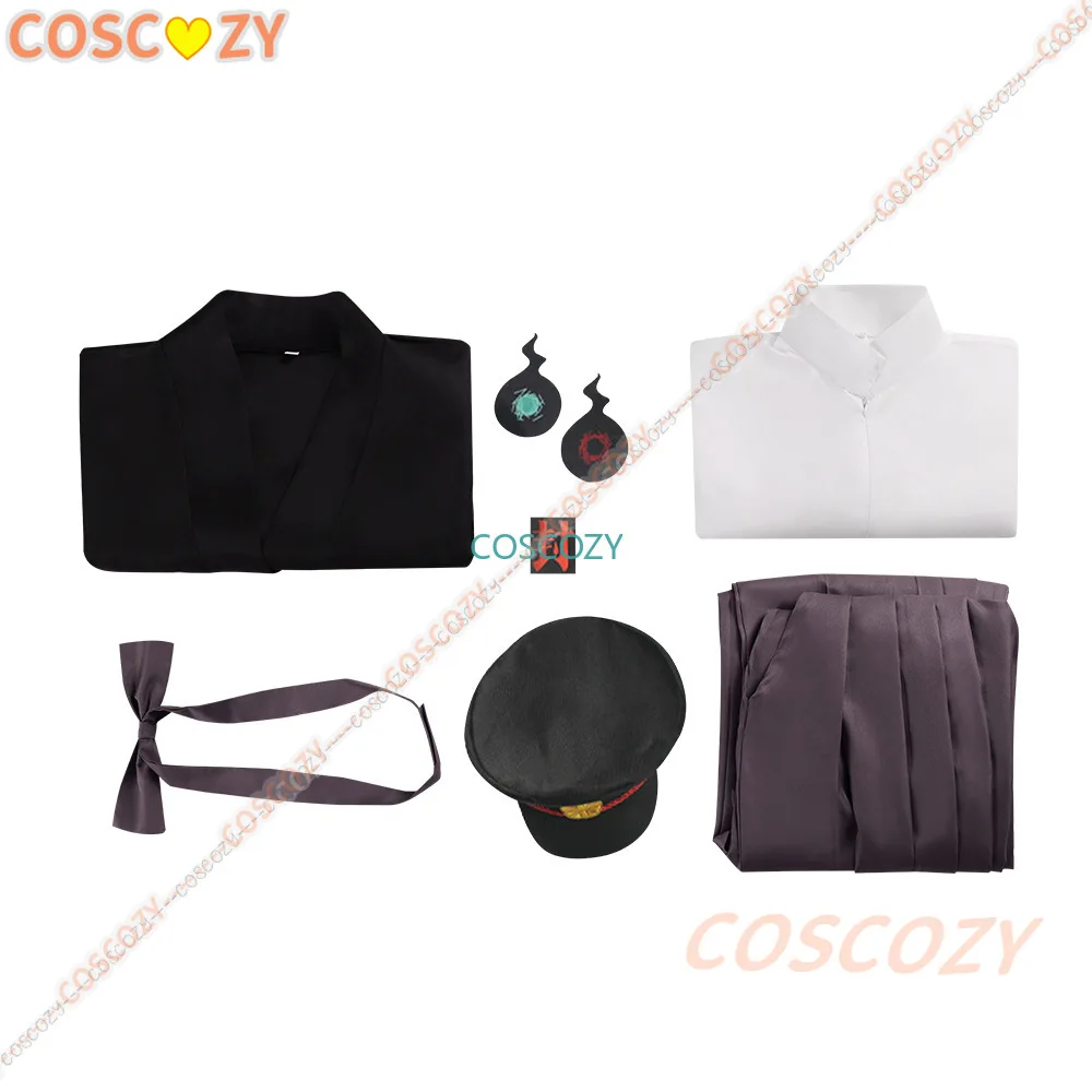 Anime Jibaku Shounen Hanako Kun Yugi Amane Cosplay Fantasias, WC vinculado Hanako Kun Manto, Preto Conjunto Completo Uniforme, Peruca e Chapéu