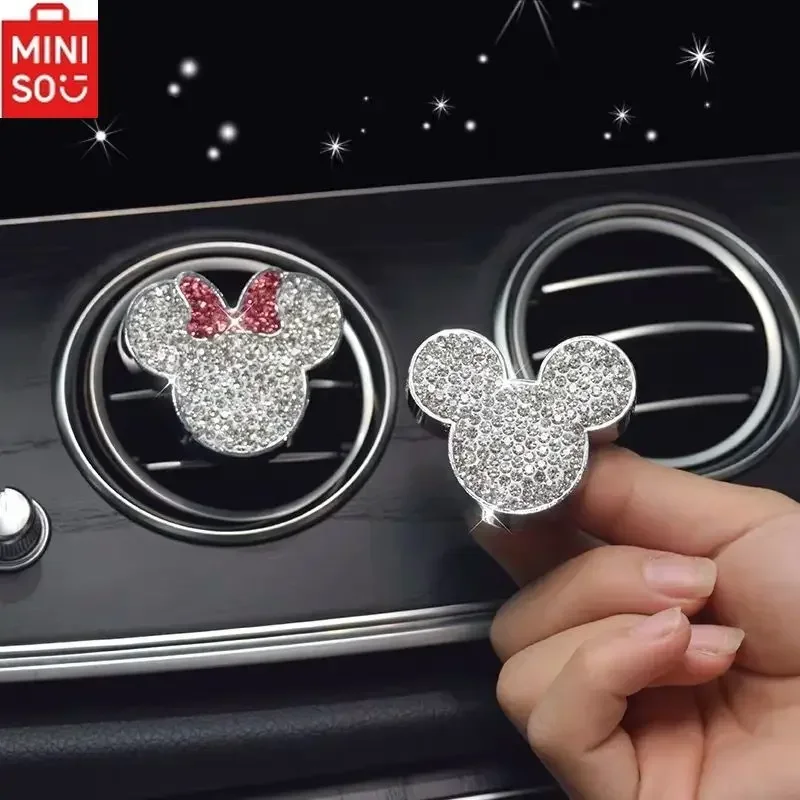 

MINISO Disney Mickey Car Diamond Air Conditioning Vent Decoration Kawaii Minnie Car Interior Decoration Ornaments of Ladies