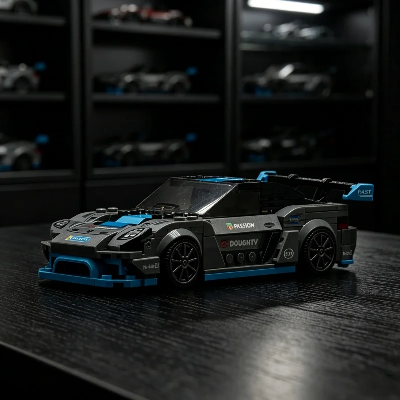 

2026 New Grey‑Blue Racing Car Building Block Model Adult DIY Creative Assembly Home Desktop Decoration
