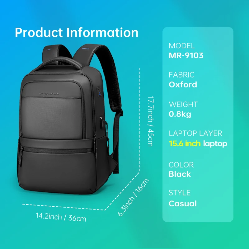 Mark Ryden Expandable backpack large capacity travel lightweight backpack for men schoolbag 15.6” laptop backpacks