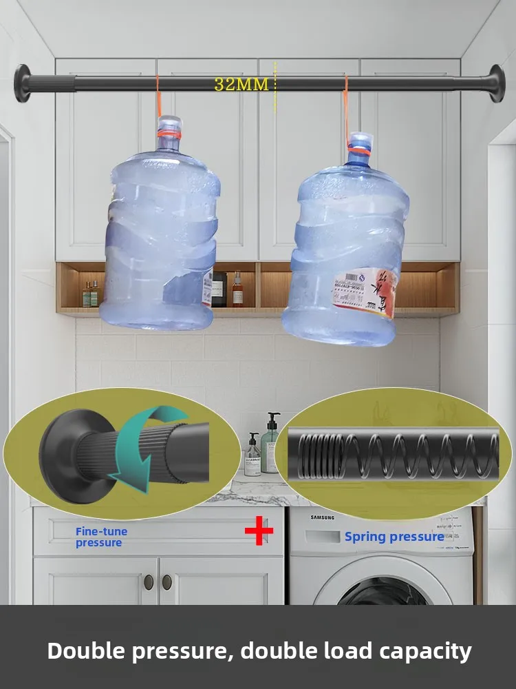 قضيب ستائر روماني داخلي قابل للتمدد من باينشي، لا يحتاج إلى حفر، بطول 3 أمتار لتجفيف الملابس ومعالجة النوافذ