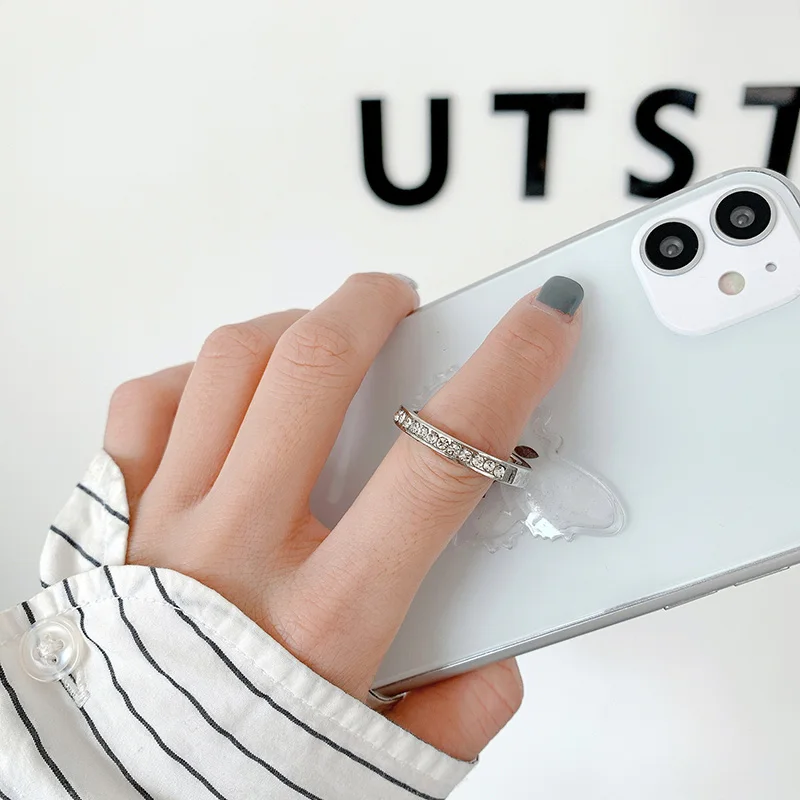 Cell Phone Ring Holder Stand Diamond Transparent Finger Grip Clear 360° Degree Rotation Kickstand Compatible IPhones