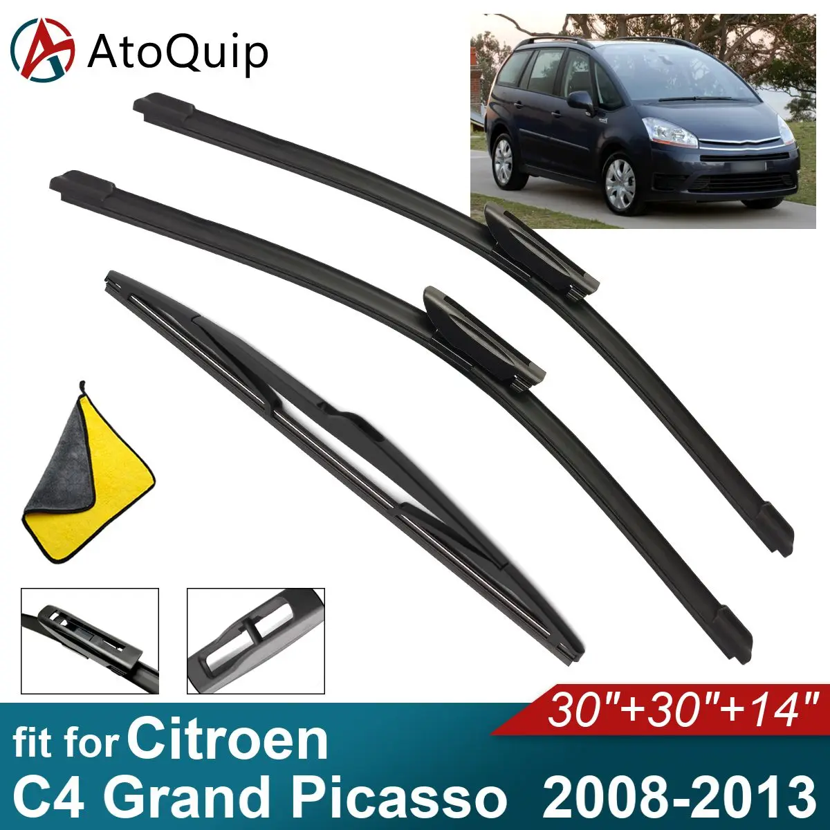 Car Windshield Wiper Blades Fit For Citroen C4 Grand Picasso MK1 Front Wiper Blades Rear Wiper Windscreen 2010 2011 2012 2013