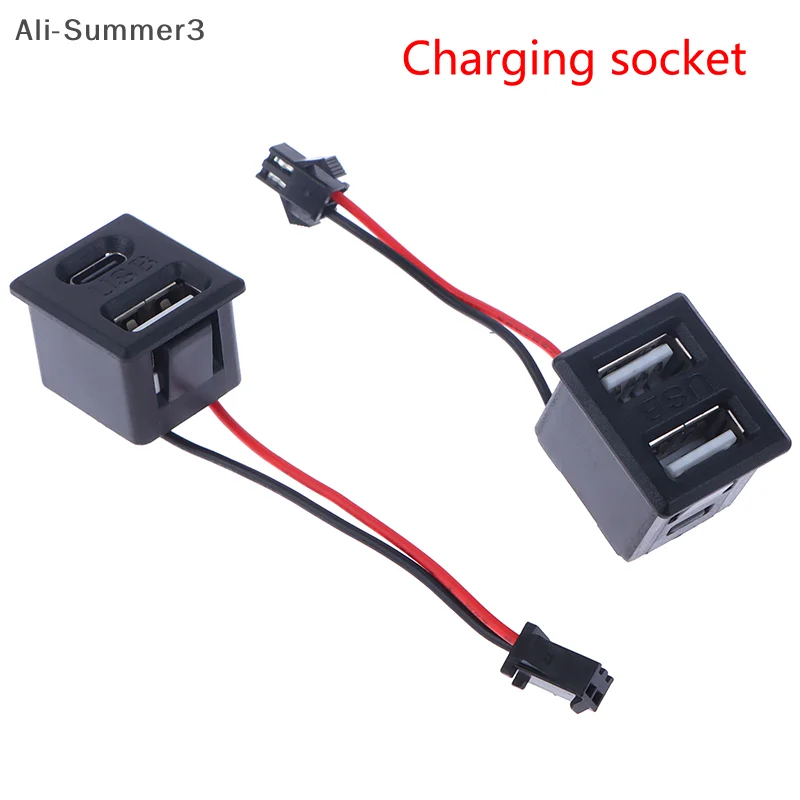 1Pc Double Layer USB Female Base Type-c Socket Female USB Lamp Charging Socket Power Socket with Cable Connector