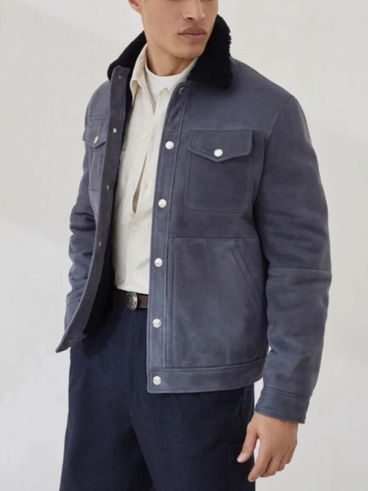 

Thicken Fleece Lining Mens Corduroy Jacket Sherpa Lined Winter Coats Trucker Cargo Workwear Multi-Pocket Outwear