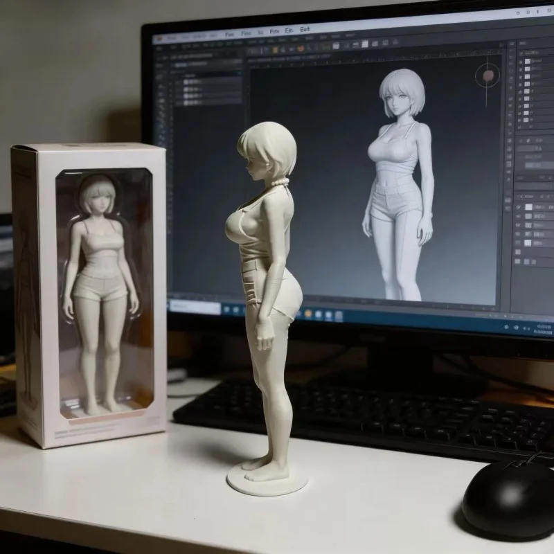 3D Printed Beauty Sculpture Short Hair Tank Top Exquisite Desktop Desktop Home Office Decoration Display Model