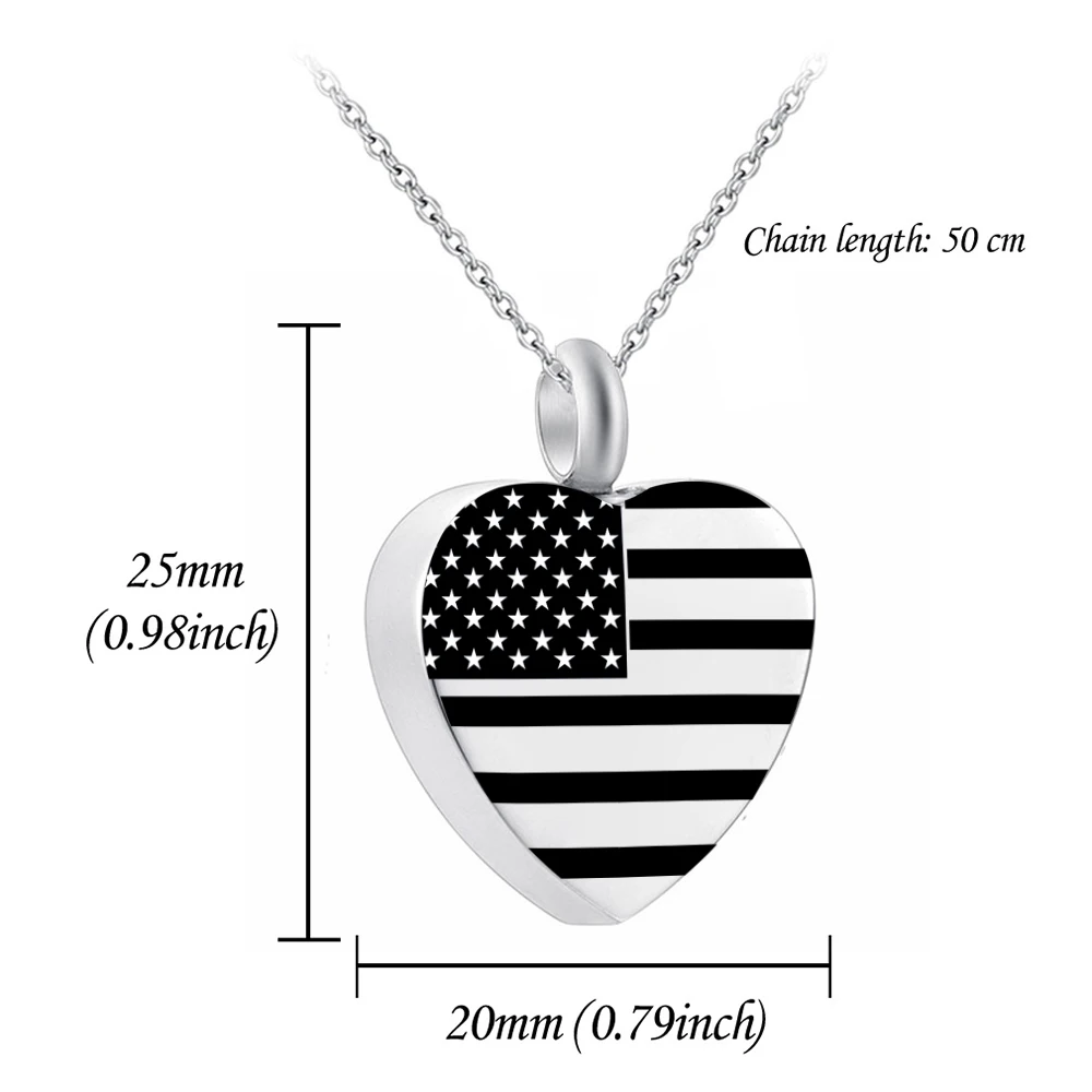 Cremation Jewelry For Ashes For Men/Woman America Flag Heart Urn Necklace  Memorial Urn Necklace Keepsake Pendant