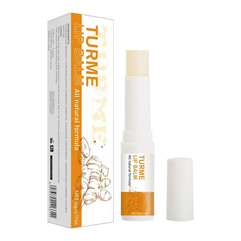 

Turmeric Lip Balm Whitening Lip Black Dull Removal Exfoliate Lighten Pigment Dead Skin Moisturizer Nourish Fade Lip Lines Care