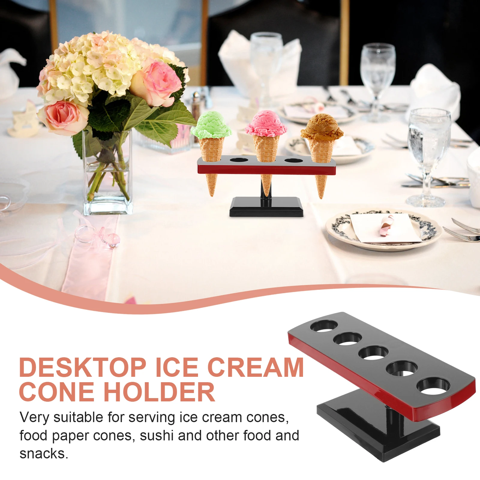 

Ice Cream Holder Display Rack Multi-Use Sushi Roll Stand For Cafe Party Wedding Easy Clean Storage Display Ice Cream