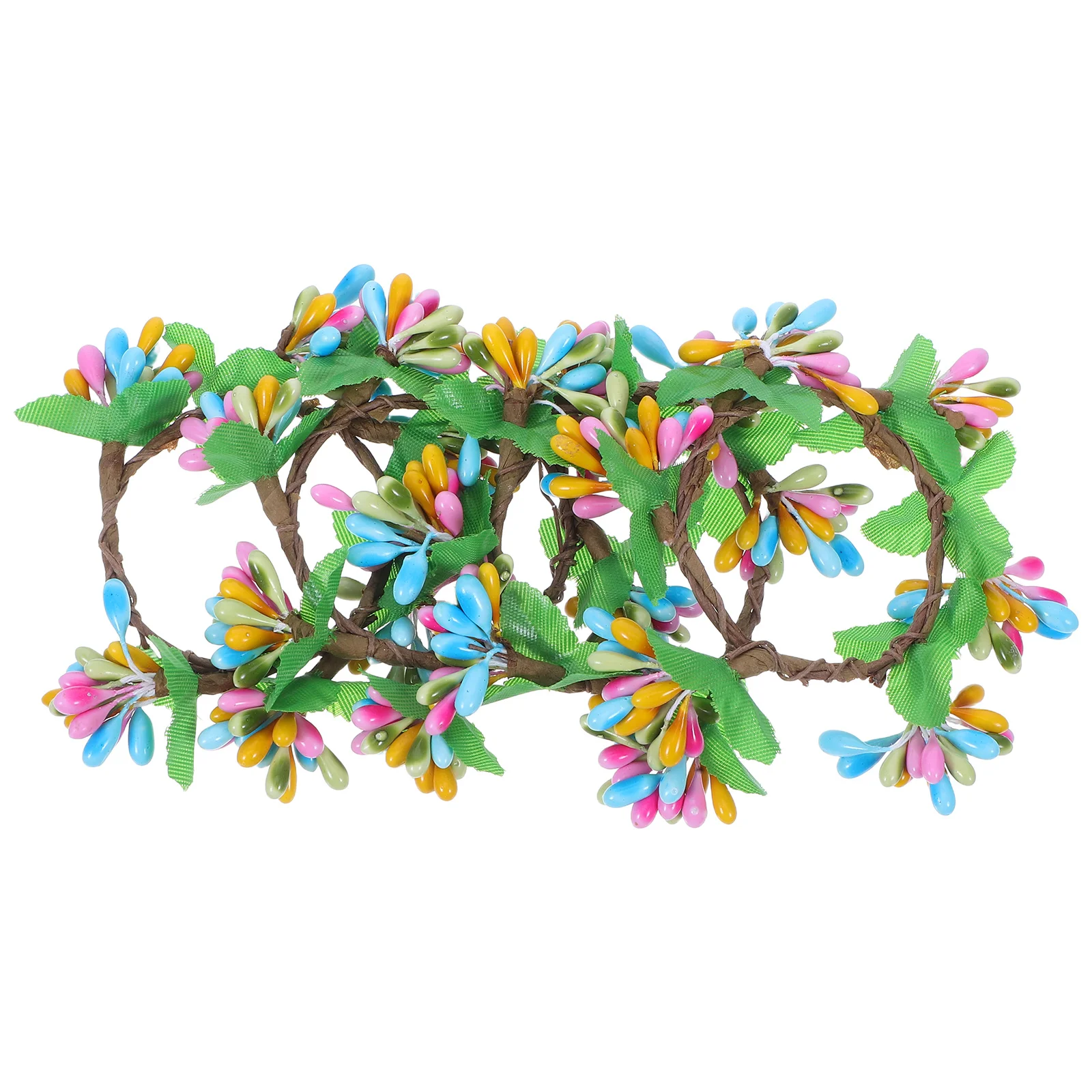 

4Pcs Artificial Wreaths for Pillars Easter Rings Spring Garland Table Decoration Farmhouse Home Festive Decor