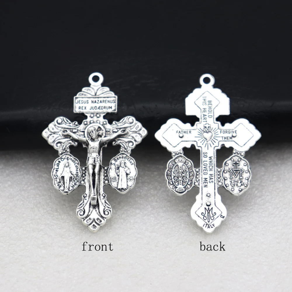 Diyalo Katholische Vergebung Kreuz Kruzifix Exorzismus St. Benedikt Unsere Liebe Frau Medaille Milagrosa Anhänger Charms für DIY Halskette Teile – Detail 3
