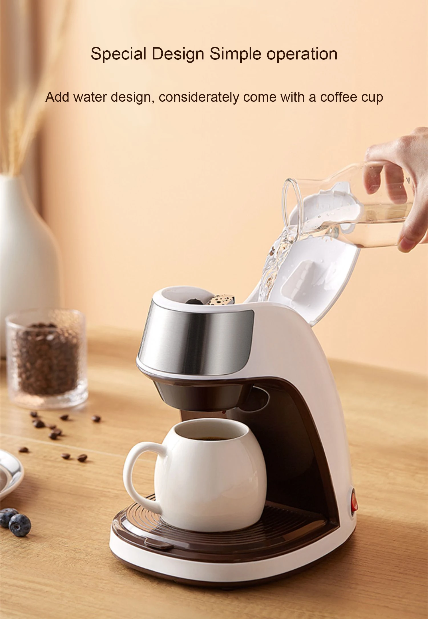 DMWD Electric American Drip Coffee Maker Automatic Mini Teapot Boiler Cappuccino Latte Cafe Tea Brewing Glass Pot Coffee Machine