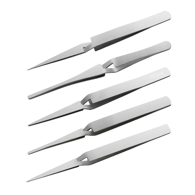 652F Lock Stainless Steel Reverse Action Pointed Round Tweezers Hand Tools