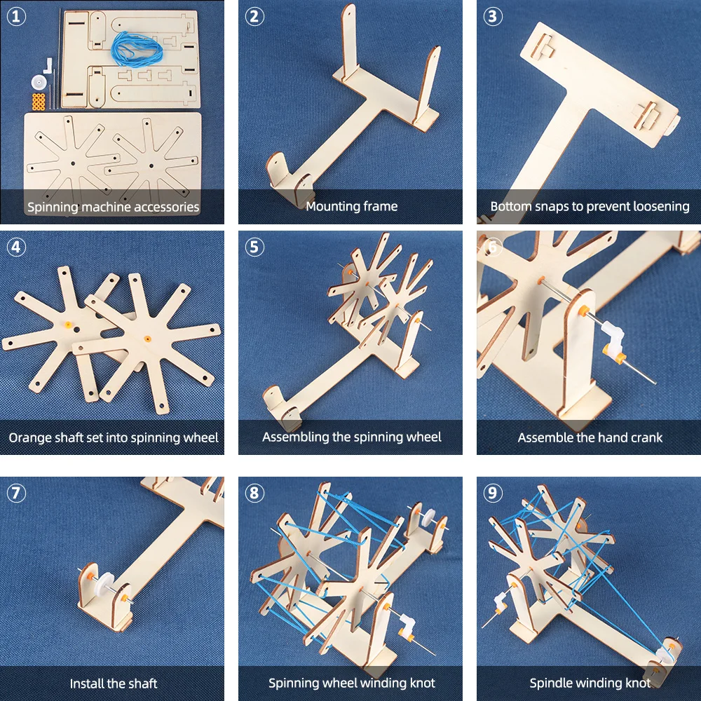 Mini Weaving Loom Frame Kit,  Wooden Spinning Wheel, Tapestry Loom, Travel Small Weaving Loom for Beginner DIY Woven Set