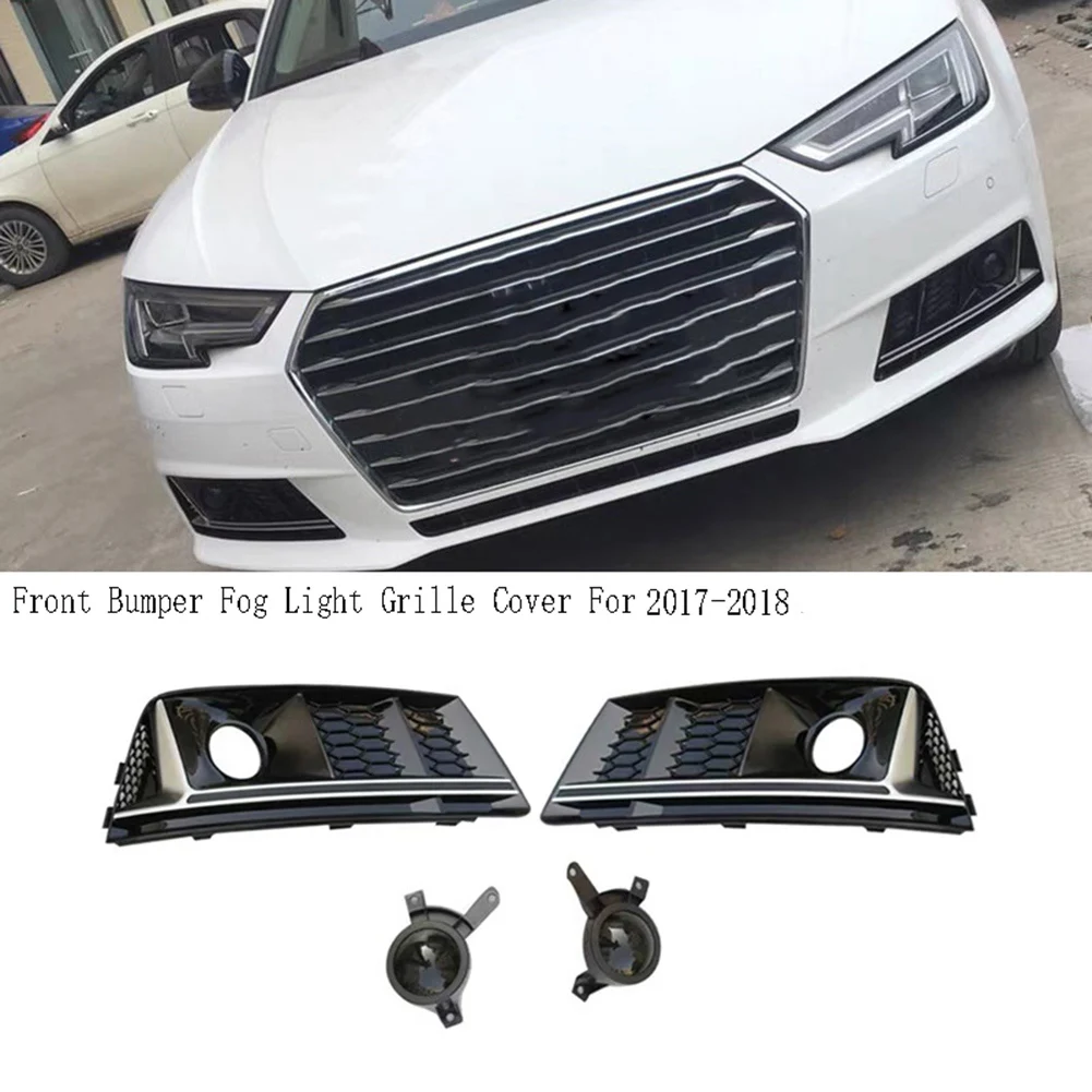ABMH-Fog Light Grille For A4 A4L S4 B9 2017- 2018 Front Bumper Hood Trim Bezel Lid