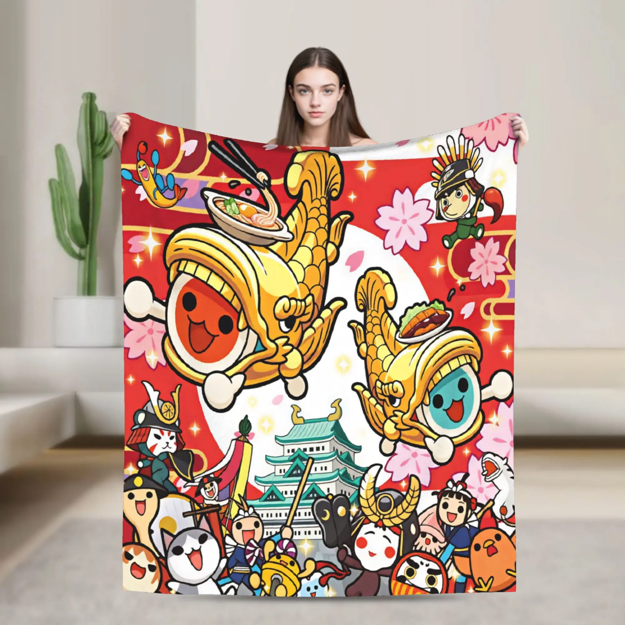 Одеяло Taiko no Tatsujin, декоративное фланелевое одеяло для гостиной, теплое, мягкое, качественное покрывало на заказ, подарок