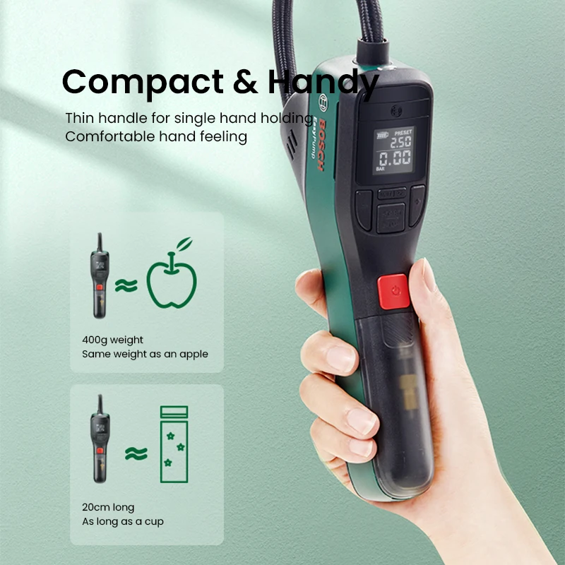 Original Bosch EasyPump Cordless USB Rechargeable Air Pump Mini Portable Air Compressor for Bicycle Motorcycle Car Use