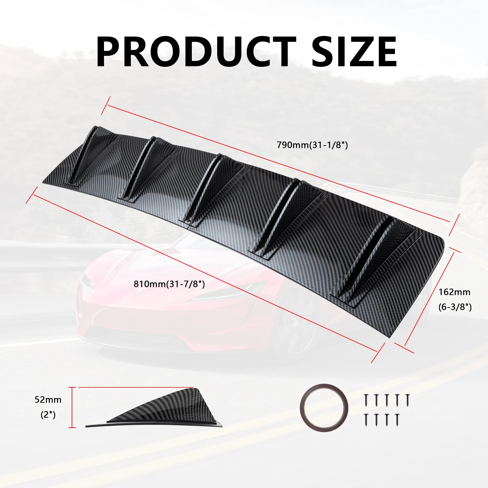 For Mercedes-Benz W204 W205 Rear Diffuser Fin Bumper Lip Splitter Spoiler Carbon