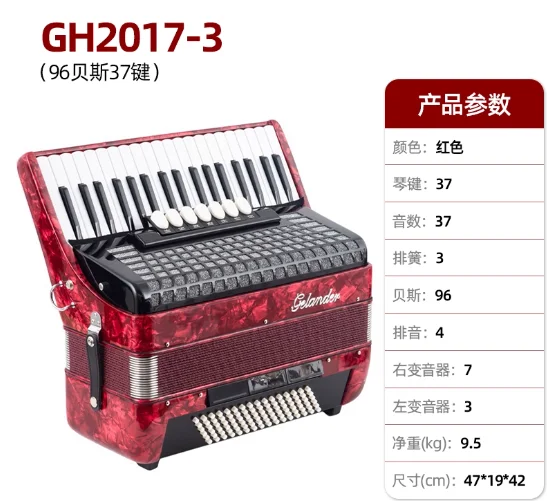 96 Bass 37 key Accordion Musical Instrument Adult Children's Mini Stella Professional Paint  Accordion