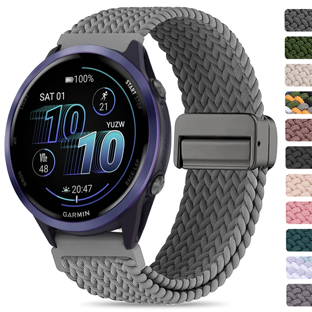 Für Garmin Forerunner 570 265 255 Musik Sport Nylonband Garmin Venu 3 2 Vivoactive 6 5 Band 20 22 mm Magnetschnalle Uhrenarmbänder