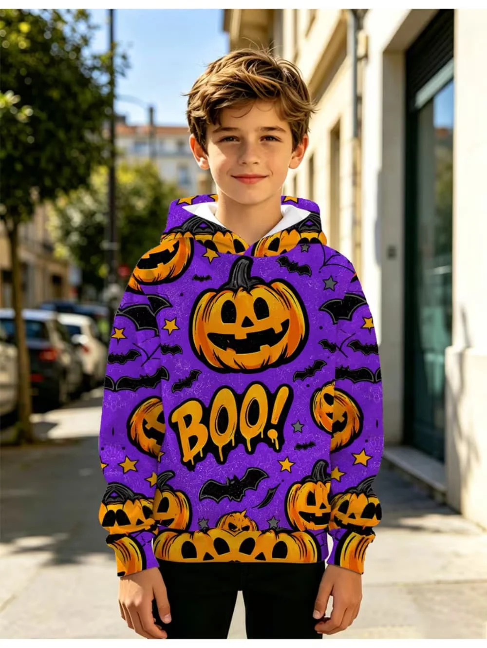Halloween Kids Clothes Boy Clothes Pumpkin Print Long Sleeve Hoodies Cartoon Halloween Thin Sweatshirt Tops Children's Clothing