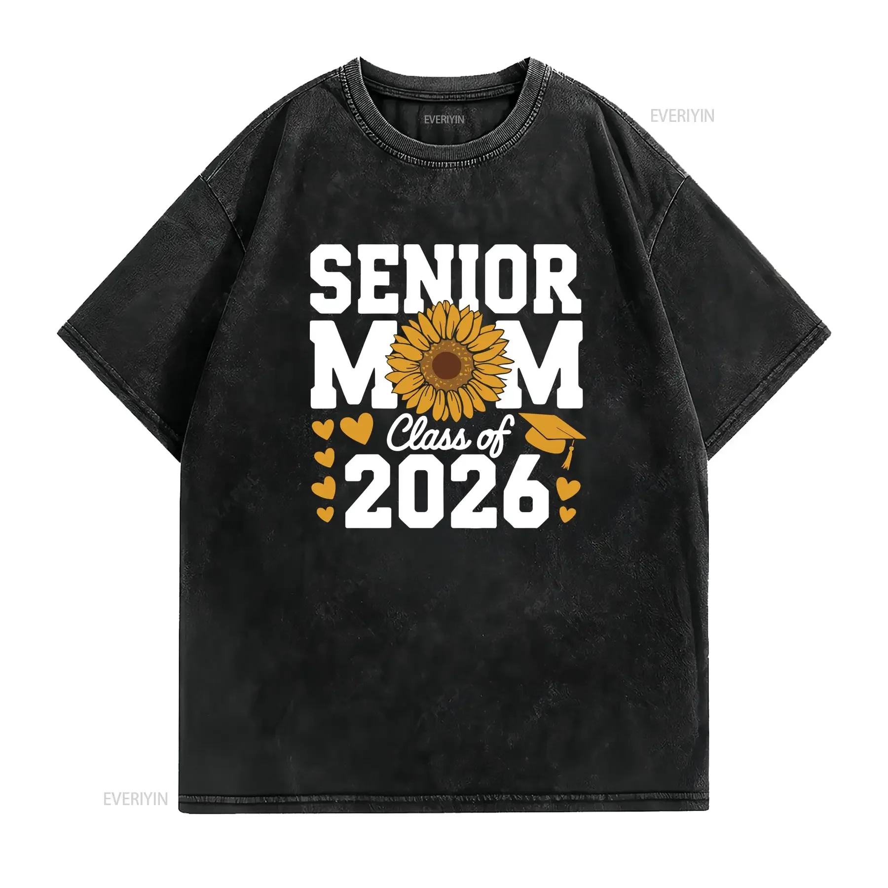 Senior Mom 2026 T Shirt Class Of Graduation Graduate s vintage Washed Breathable streetwear Top For Everyday Wear Casual Unisex