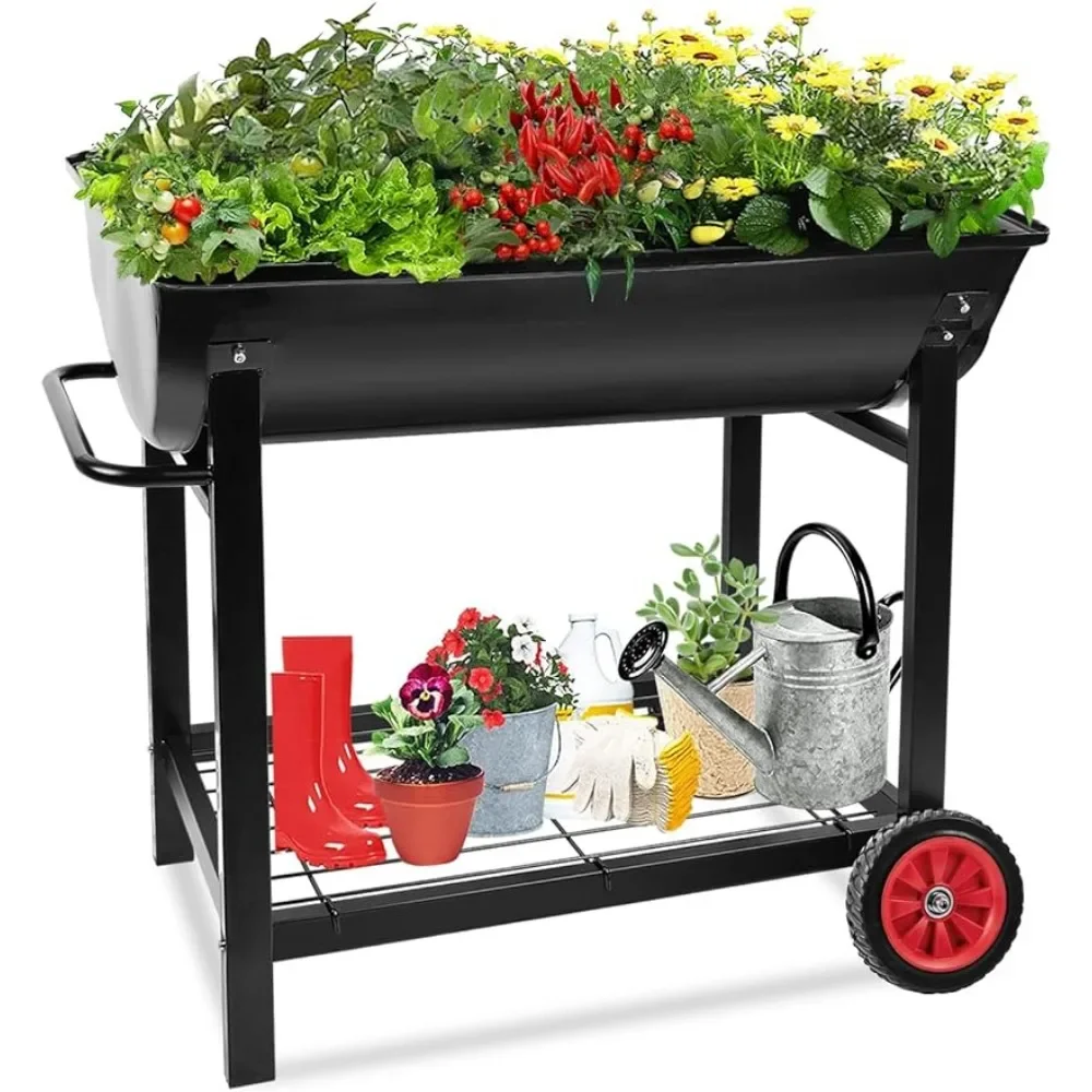 

Original Pots Mobile Garden Bed Cart With Legs - Ideal for Indoor & Outdoor Patio and Tomatoes Herbs Bonsai Pot Flowers Plants