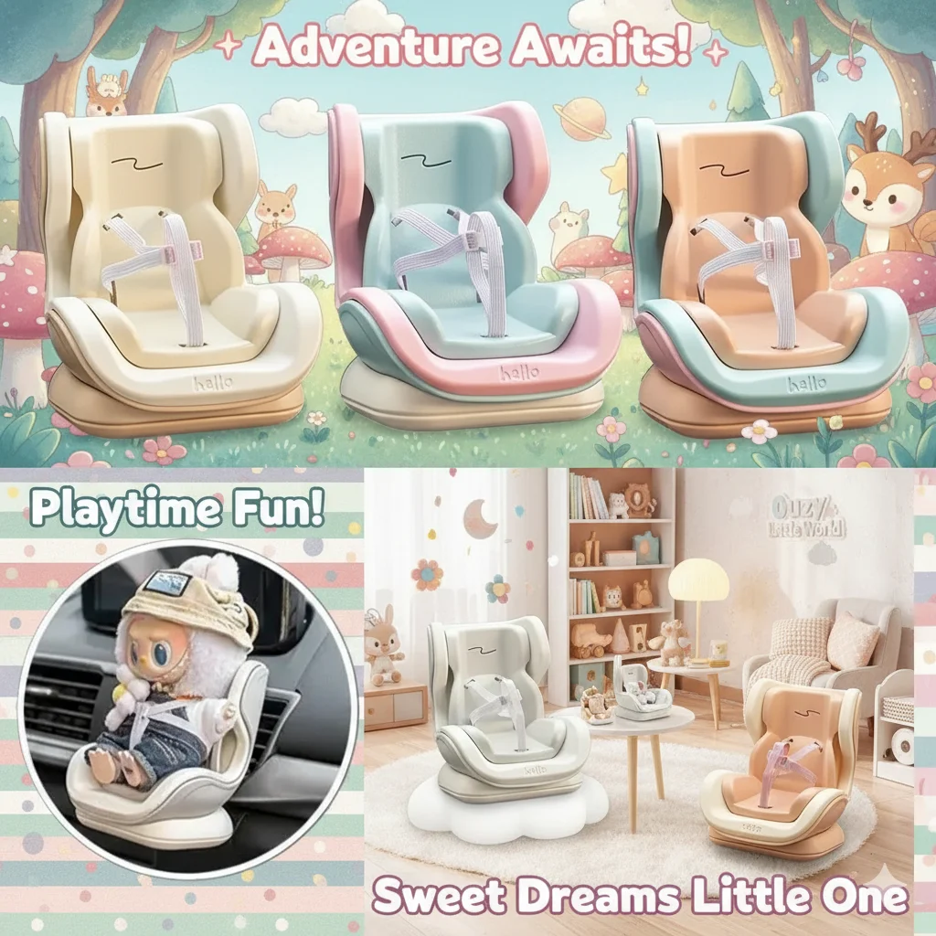 4 Styles For Car Doll Safety Seat Cartoon Chair Model Kawaii Doll Seat Outlet Decor Car Interior Styling For  Labubu Chair Gift