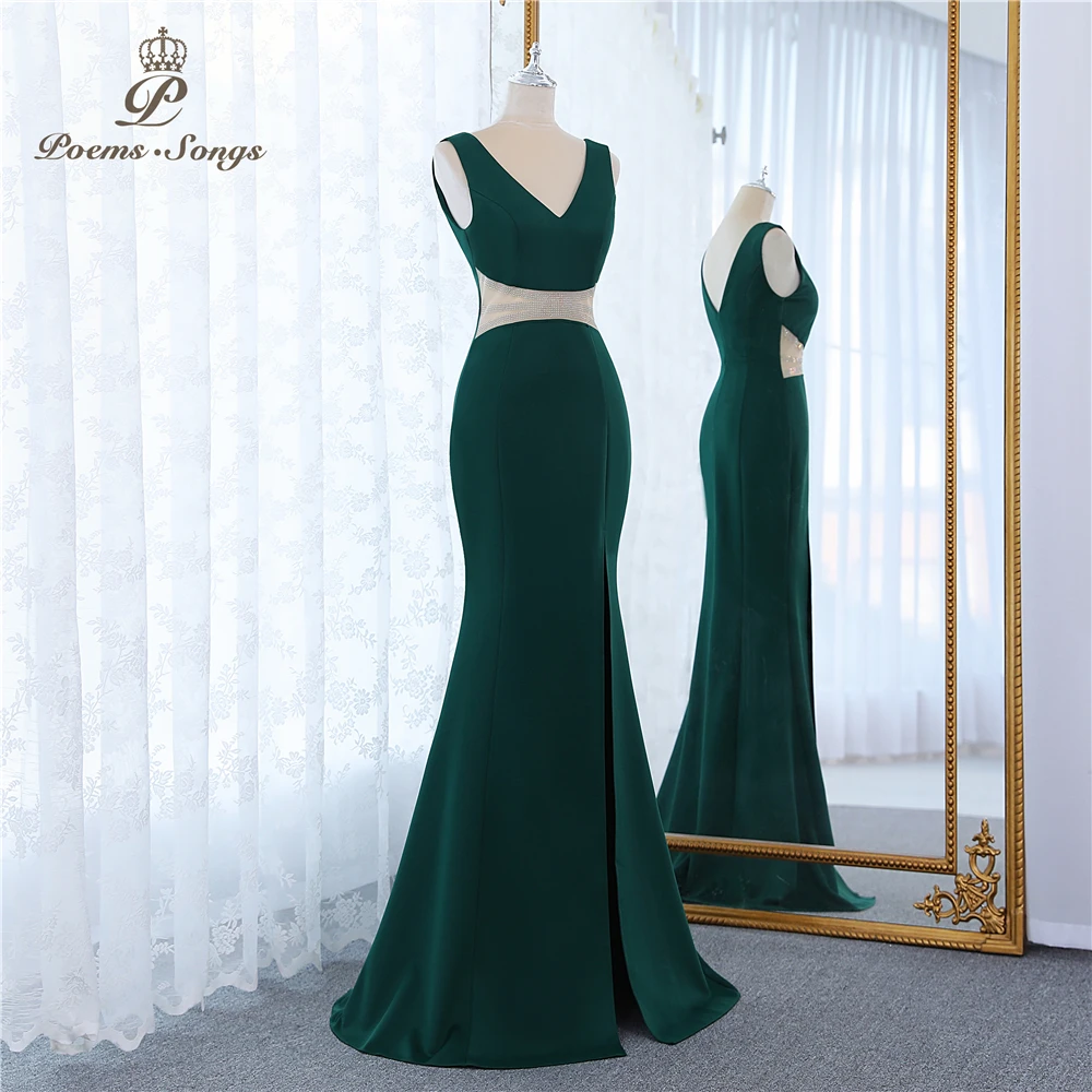 Green women\'s evening dress vestidos formales vestidos de fiesta robe de soiree de mariage robe longue party dress