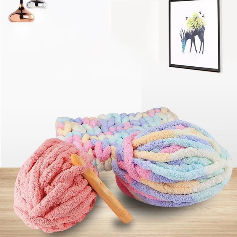 

Extra Large Handmade Pet Cushion Knit Blanket, DIY 250g Thick Chenille Ice Yarn Thread Nest