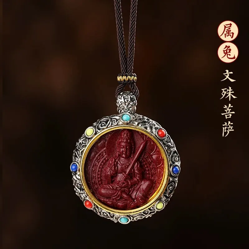 Buddha Pendant Tibetan Silver Thangka Wheel Of Fortune Zodiac Necklace