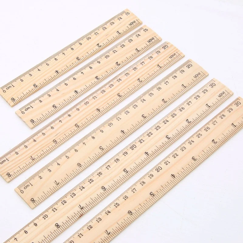 15/20/30cm Wooden Straight Rulers Centimeter Inch Scale Drawing Tool Student Teacher Stationery School Office Supplies