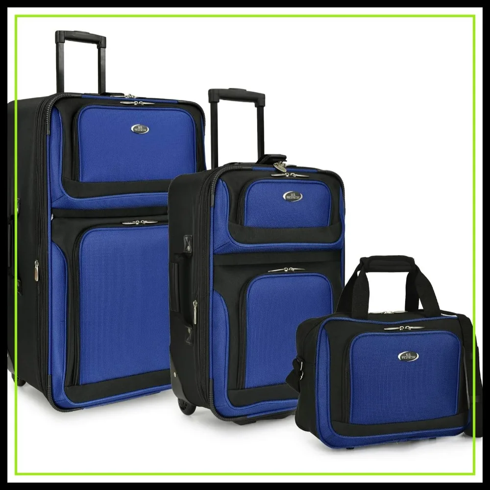 

Lightweight Expandable Rolling Luggage Set, Blue, 3-Piece, U.S. Traveler New Yorker