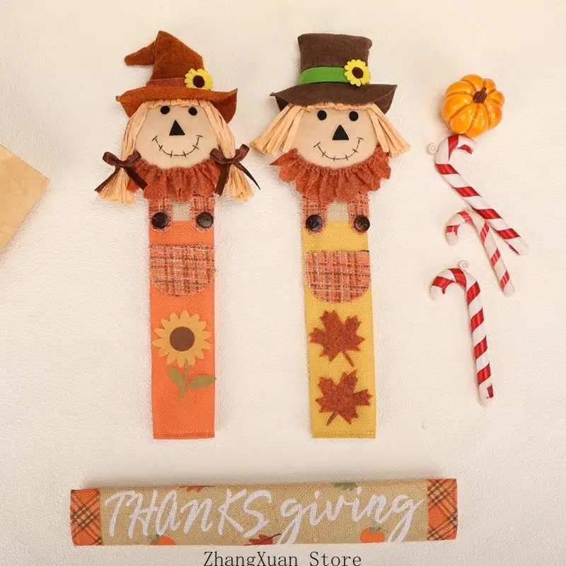 Thanksgiving Home Decors Polyester Scarecrow Fridge Handle Cover 3Pieces Set 3XUF – Detail 7