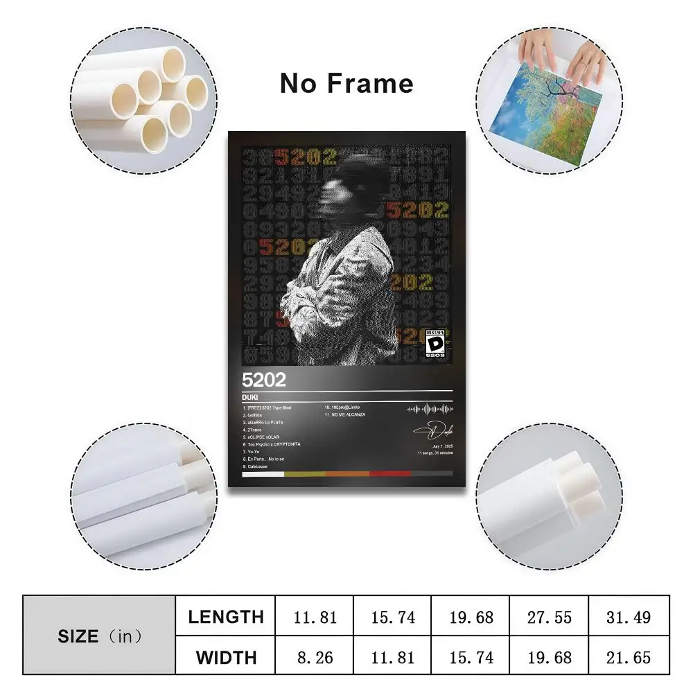 Poster Peelable Self-Adhesive Album Cover Poster Stickers, Frameless Wall Art for Singer Band Pop Rap Bedroom Duki 5202