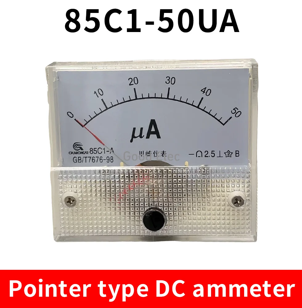 85C1 Ammeter dc Analog Current Meter Panel Mechanical Pointer Type 50UA 100UA 200UA 300UA 400UA 500UA