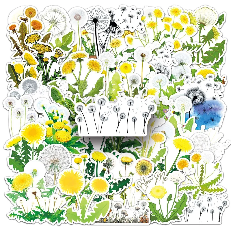 50Zhang Dandelion Graffiti Sticker Personalized and Small Fresh Plant Flower Decoration Mobile Phone Water Cup Waterproof Sticke