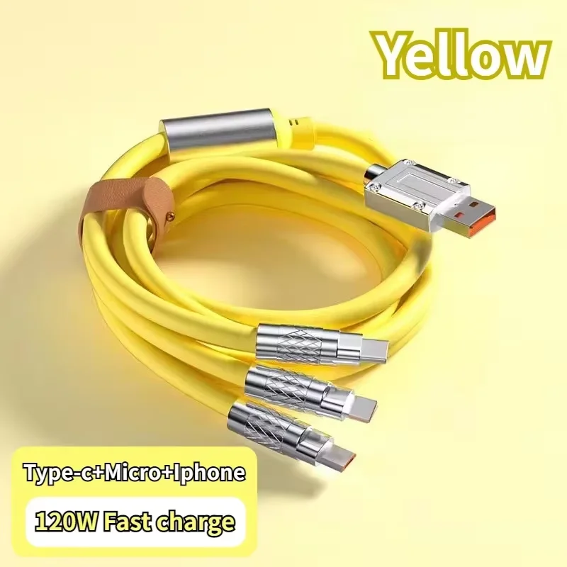 120W 6A 3 in 1 Schnellladekabel Typ C Micro USB für iPhone Ladekabel für Samsung Huawei Xiaomi Telefon Ladegerät USB-Kabel