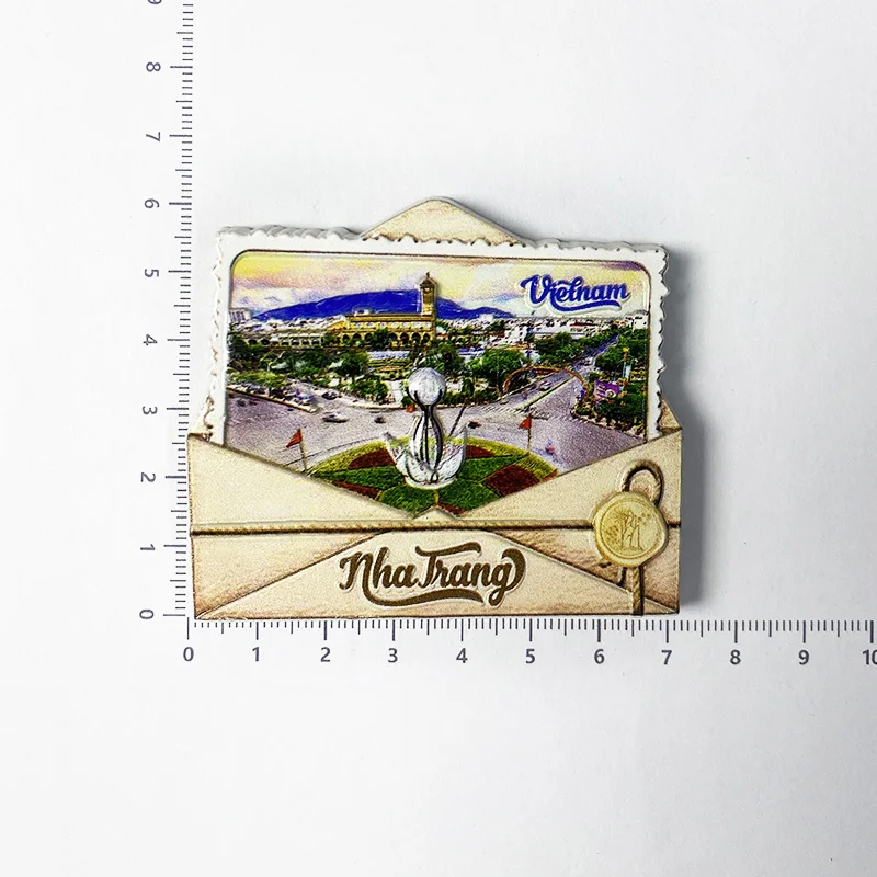 Vietnamese Nha Trang cultural tourism souvenir, 3D city landscape envelope shaped refrigerator sticker, powerful magnet