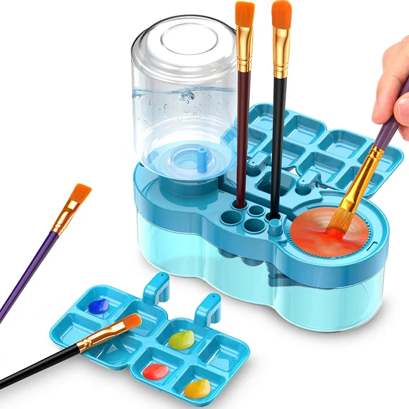 Arruela de escova para arte em unhas, com botão de drenagem, dispositivo limpo, circulação automática de água para arte em unhas