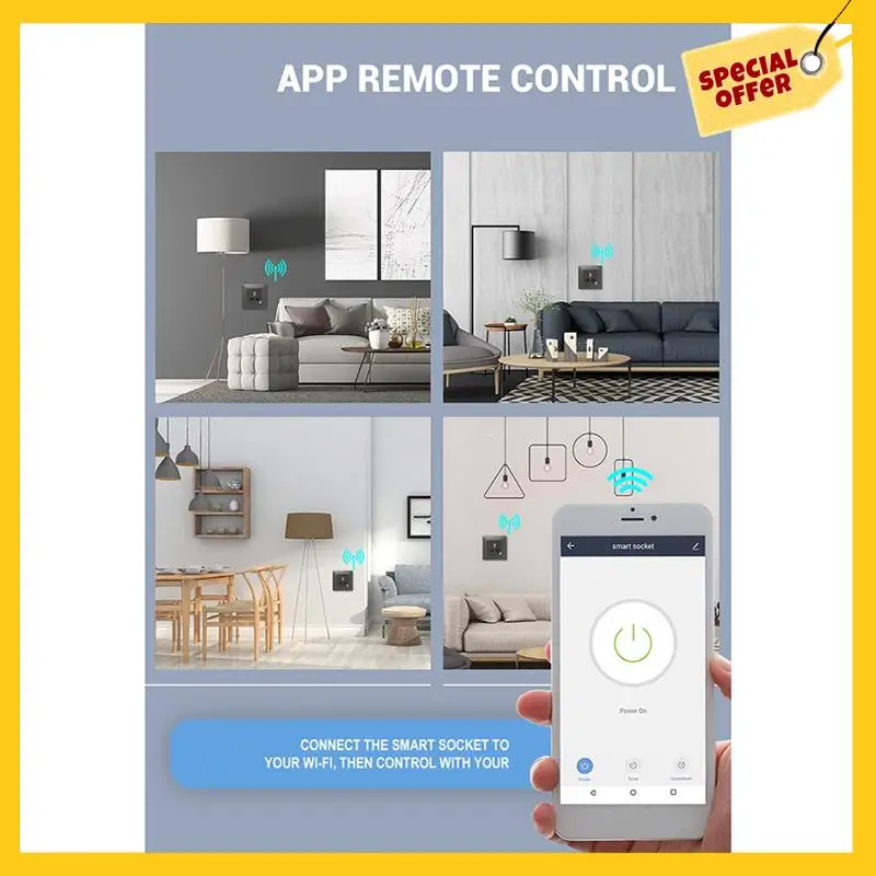 

Tuya Power Socket Universal Plug 16A Smart Life Electrical Outlets Voice Control For Google Home