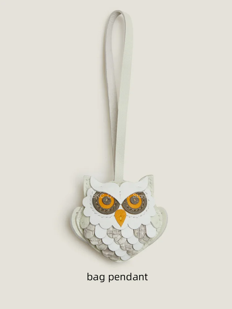 handmade-himalayan-crocodile-leather-sheepskin-owl-bag-charm-saddle-stitch-wax-thread-luxury-bag-accessory