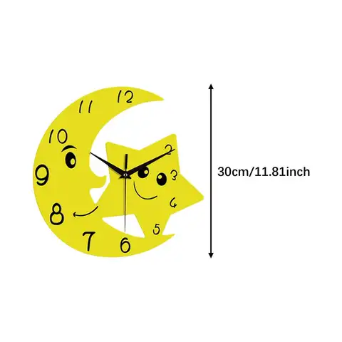 प्यारा चाँद सितारा दीवार घड़ी मूक आधुनिक ऐक्रेलिक कोई टिक नहीं सजावट दीवार कला सजावट छात्रावास इनडोर बेडरूम लिविंग रूम के लिए 6 best sales चाँद की दीवार घड़ी - №5