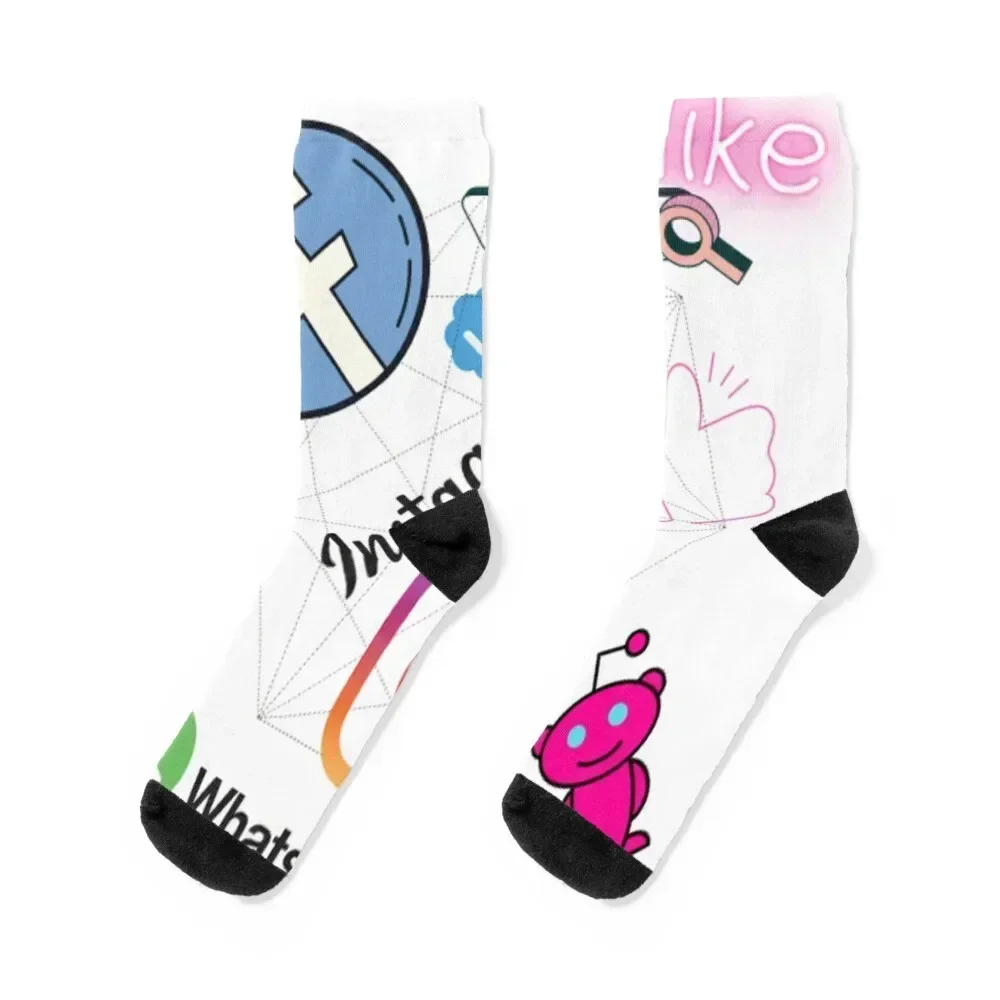 

Social Media Socks halloween kawaii fashionable christmas stocking Socks Man Women's gift colored Men's Socks Ladies Men's
