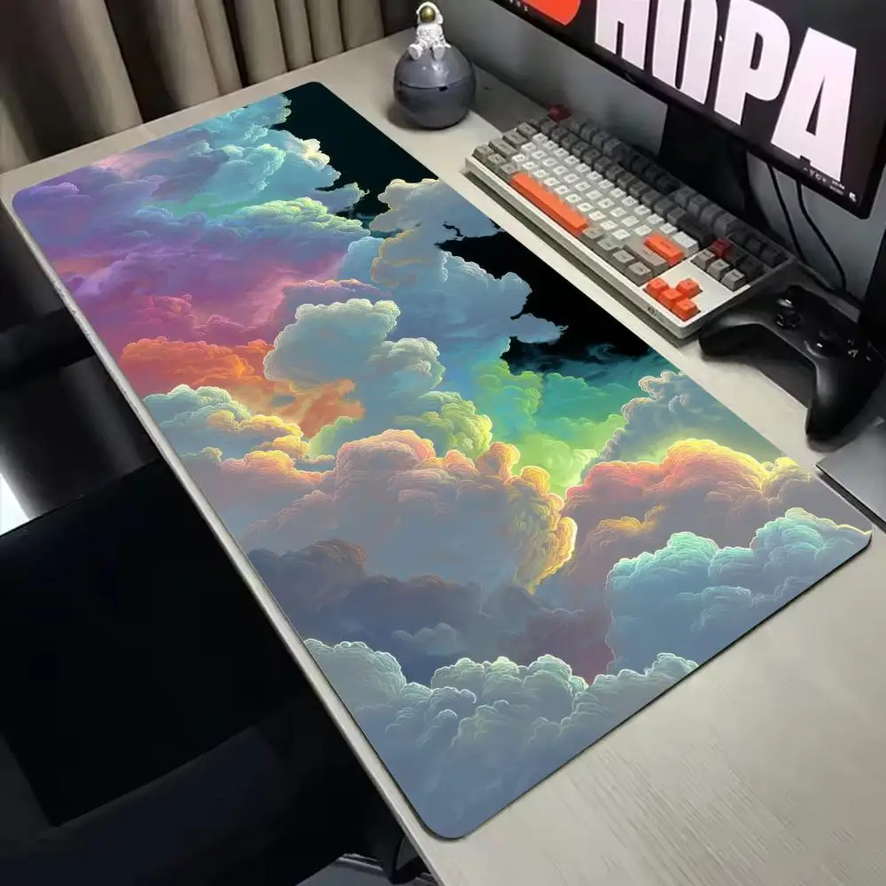 قوس قزح الغيوم ماوس الوسادة متعددة الحجم عدم الانزلاق الألعاب ماوس الوسادة ألعاب الرياضة الإلكترونية ماوس حصيرة لعبة لوحة المفاتيح الميكانيكية XXL حصيرة مكتبية