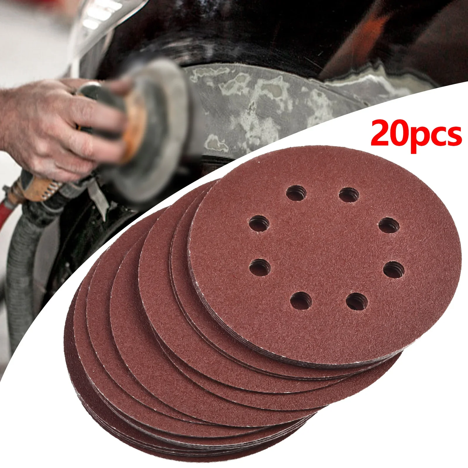 20pcs 8 Hole Sanding Discs 5 Inch 125mm Round Sandpaper Hook-And Loop-Grit Sanding Discs Sanding Paper Buffing Sheet Set 40-1500