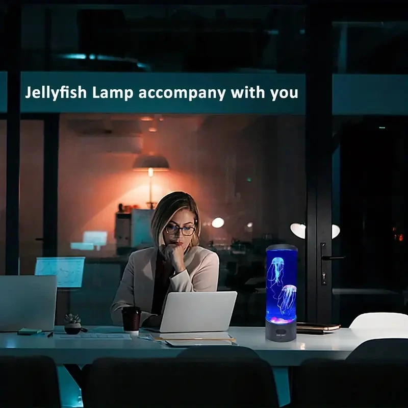 New Colorful Color Changing Medium Jellyfish Lamp, LED Home Atmosphere Acrylic Nightlight, Desktop Simulated Ocean Lava Lamp