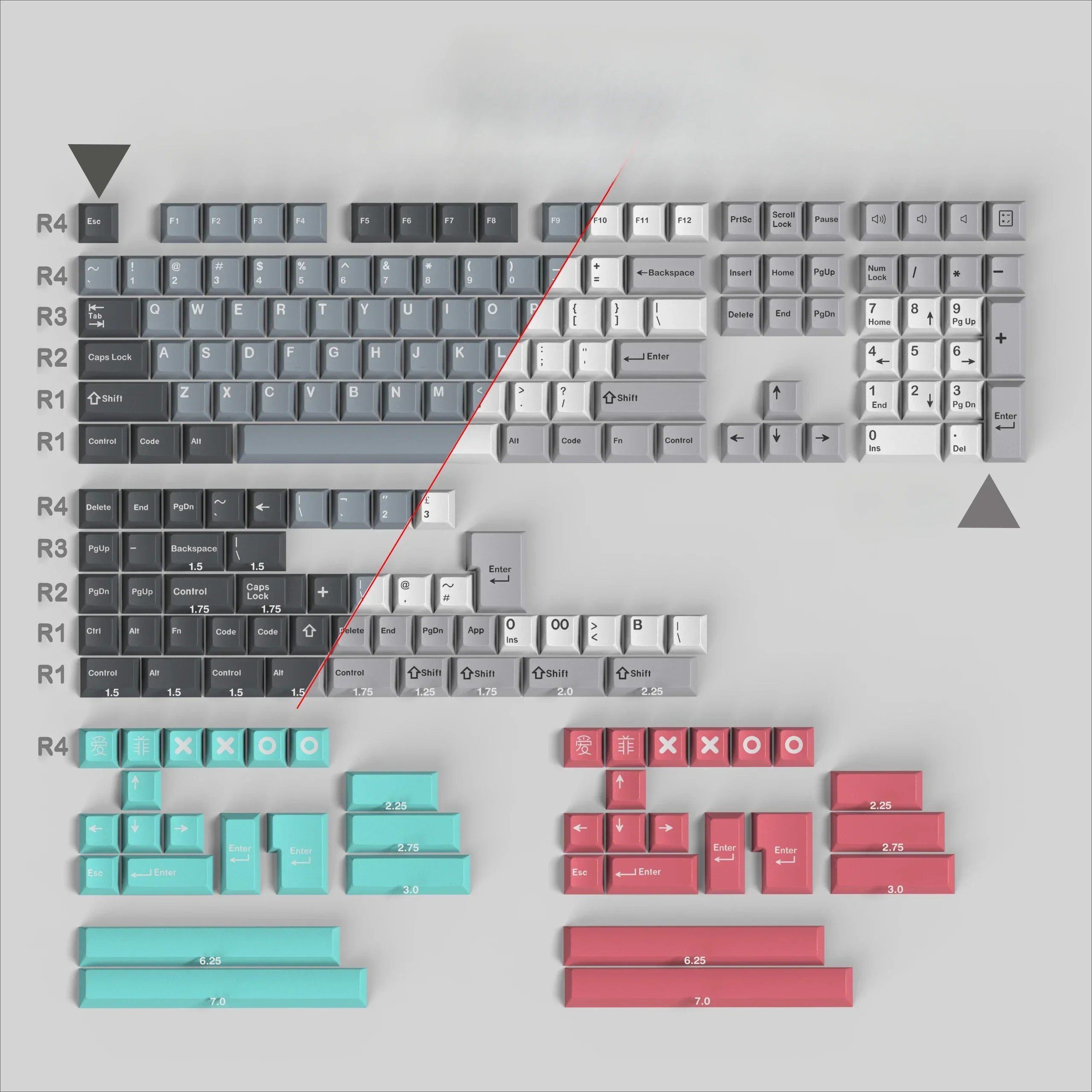 Modern two-color molded keycaps 192 factory height